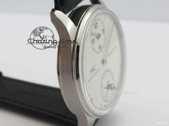 MIROTIME 0127 Effortless Portuguese IW544404 SS White Dial On Black Leather Strap A 7257